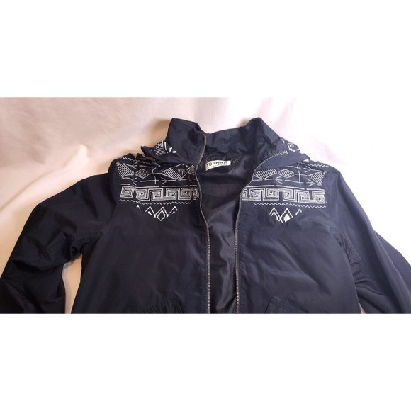 Topman Hooded Windbreaker Jacket Blue with Southwest Print Small - Picture 3 of 7